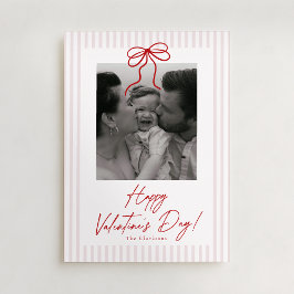 Tarjeta Festiva Striped,  Bow Valentines Day Photo Card