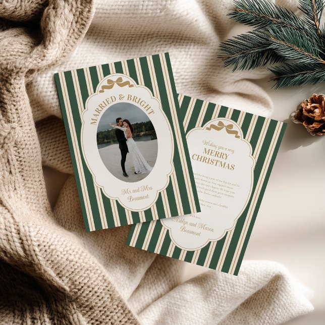 Tarjeta Festiva Striped Christmas Card with Photo (Subido por el creador)