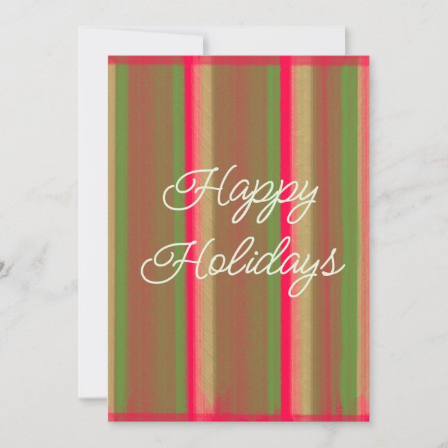 Tarjeta Festiva Striped Painting Happy Holidays (Anverso)