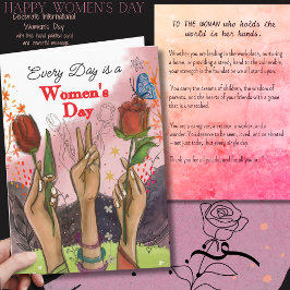 Tarjeta Festiva Stronger Together Hands & Tulips Womens Day Card