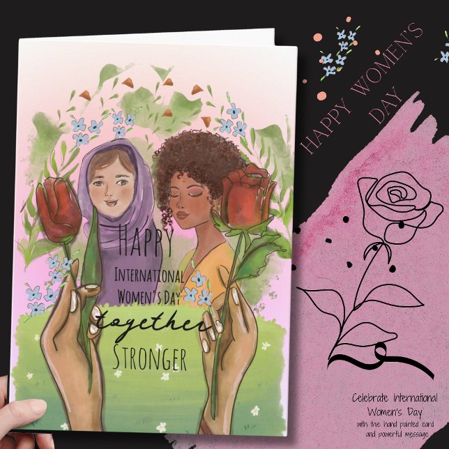 Tarjeta Festiva Stronger Together Women Day Portrait  (Stronger Together Women Day Portrait Holiday Card)