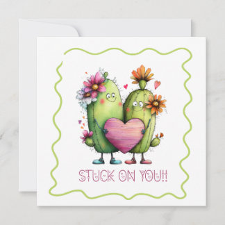 Tarjeta Festiva Stuck On You Cactus Love Greeting Card