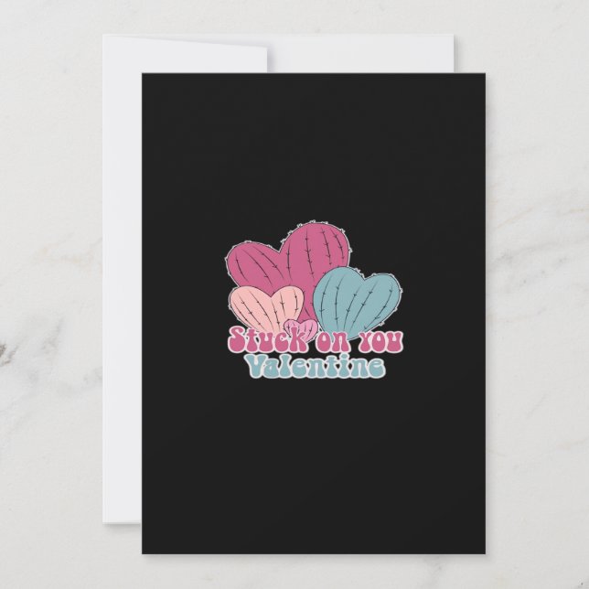 Tarjeta Festiva Stuck On You Valentine Funny Cactus Cute Design  (Anverso)