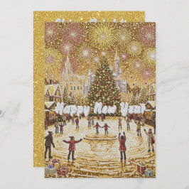 Tarjeta Festiva stunning Gold Glitter New Year's Eve Greeting Card