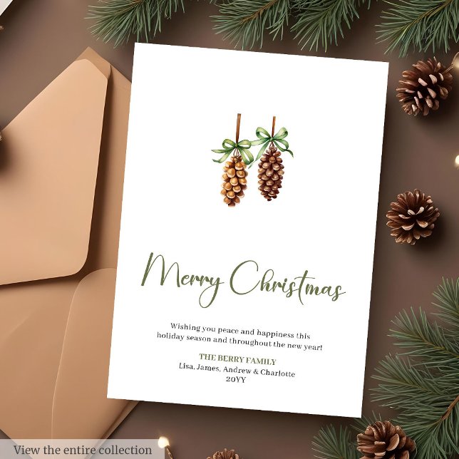 Tarjeta Festiva Stylish Botanical Watercolor Christmas Greeting  (Stylish Botanical Watercolor Christmas Greeting Card

)
