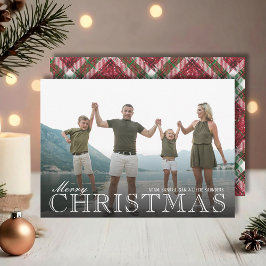 Tarjeta Festiva Stylish Christmas Plaid Photo