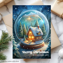 Tarjeta Festiva Stylish Christmas scene vintage holly greeting