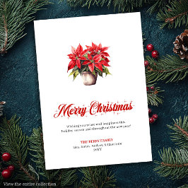 Tarjeta Festiva Stylish Red White Poinsettia Holiday Greeting Card