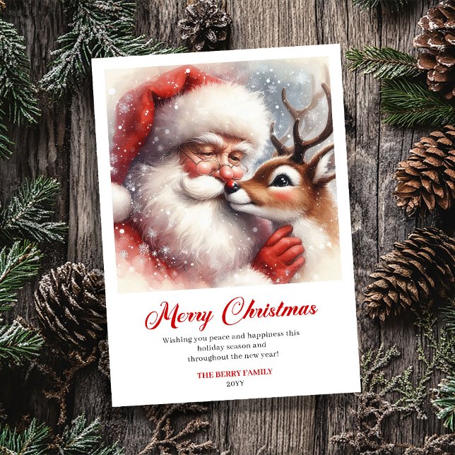 Tarjeta Festiva Stylish Santa Claus Rudolph Cartoon Christmas Card (Stylish Santa Claus Rudolph Cartoon Christmas Greeting Card

)