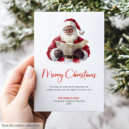 Tarjeta Festiva Stylish Santa Claus Trendy Simple Watercolor Card