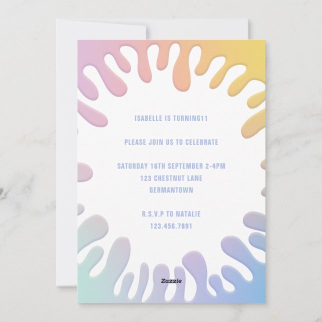 Tarjeta Festiva Su delgada fiesta de cumpleaños de spline arco iri (Reverso)