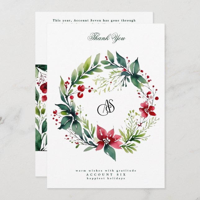 Tarjeta Festiva Su logotipo profesional | Wreath de vacaciones más (Anverso / Reverso)