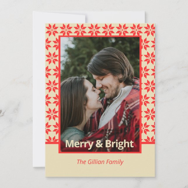 Tarjeta Festiva su nombre faux nordic (Anverso)