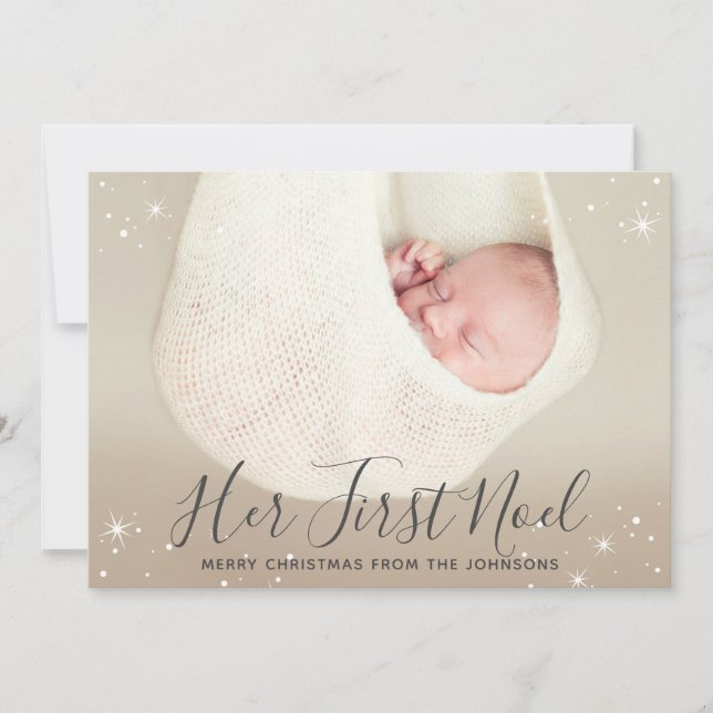 Tarjeta Festiva Su primera foto navideña de Noel Baby (Anverso)