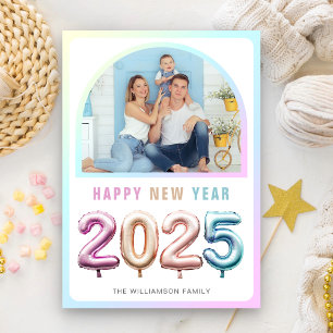 Tarjeta Festiva Suave Foto de Feliz Año Nuevo 2025 con Globo Paste