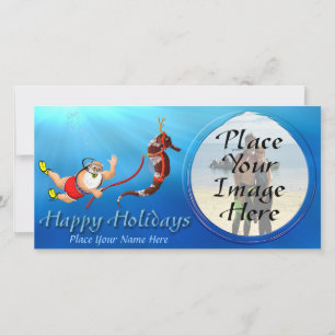 Tarjeta Festiva Suba Diving Santa Y Seahori Photo Card