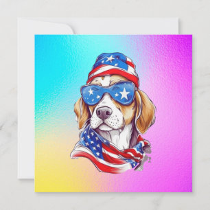 Tarjeta Festiva Sublimación de perro del 4 de julio-66361