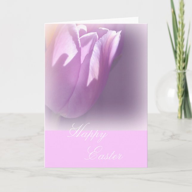 Tarjeta Festiva Subtle Pink Tulip Easter Card (Anverso)