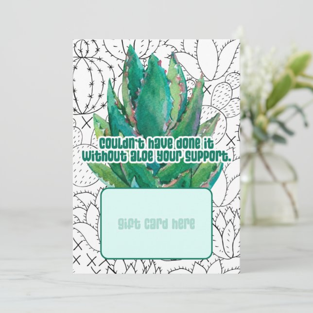 Tarjeta Festiva Succulent Thank You Teacher Gift Card Holder (Anverso de pie)