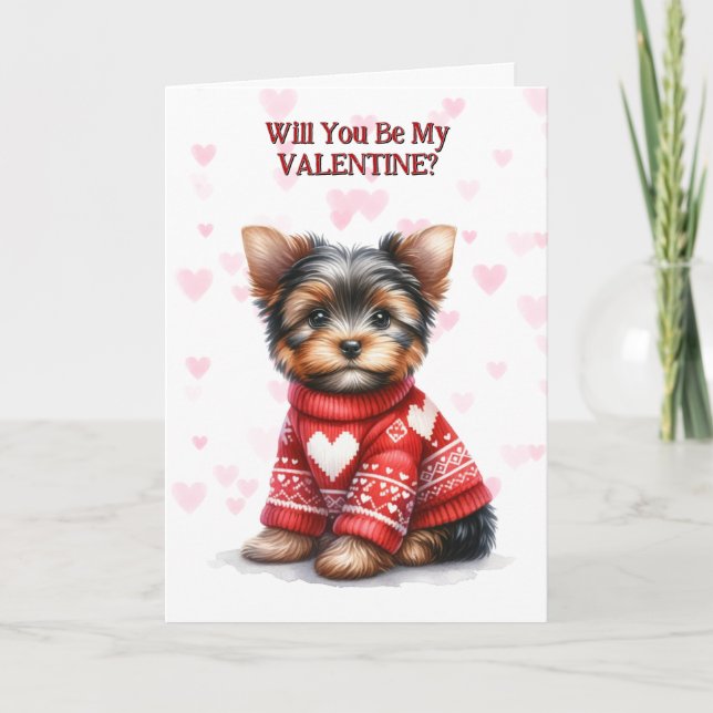 Tarjeta Festiva Suciedad de Yorkshire en Sweater Valentine (Anverso)