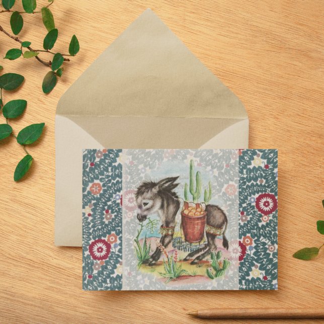 Tarjeta Festiva Suculentas de cactus de burro bebé vintage de Navi (Subido por el creador)