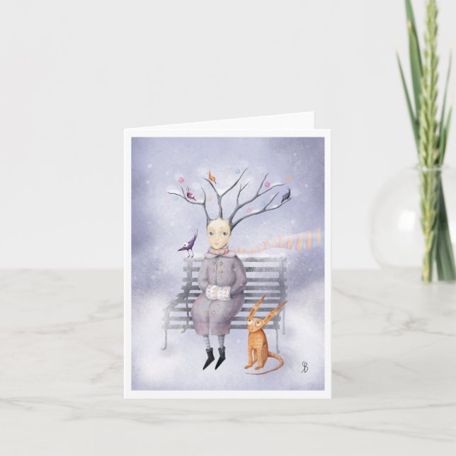Tarjeta Festiva Sueño de la nieve (Anverso)