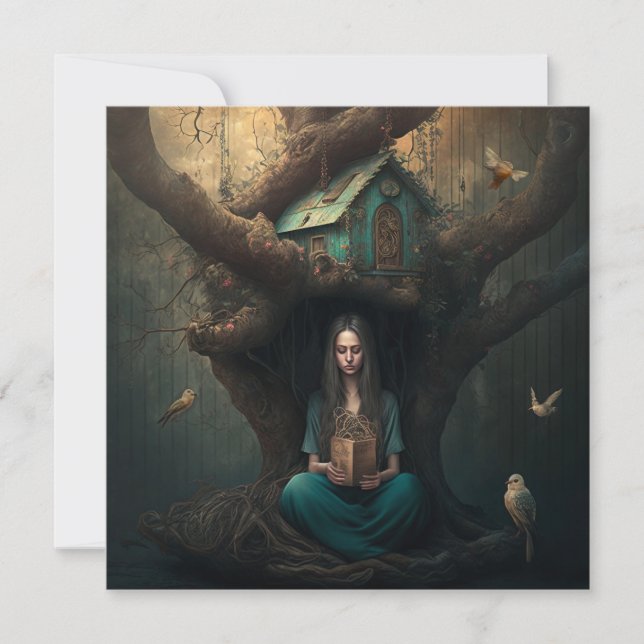 Tarjeta Festiva Sueños de casa de pájaro (Anverso)