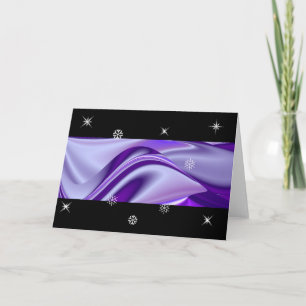 Tarjeta Festiva Sueños de nieve púrpura, arte arcoiris abstracto