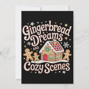 Tarjeta Festiva Sueños de pan de jengibre y escenas acogedoras Nav