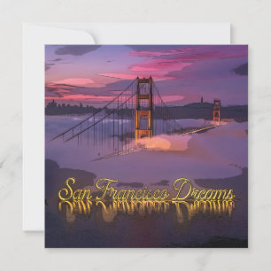 Tarjeta Festiva "Sueños de San Francisco" Puesta de sol del puente