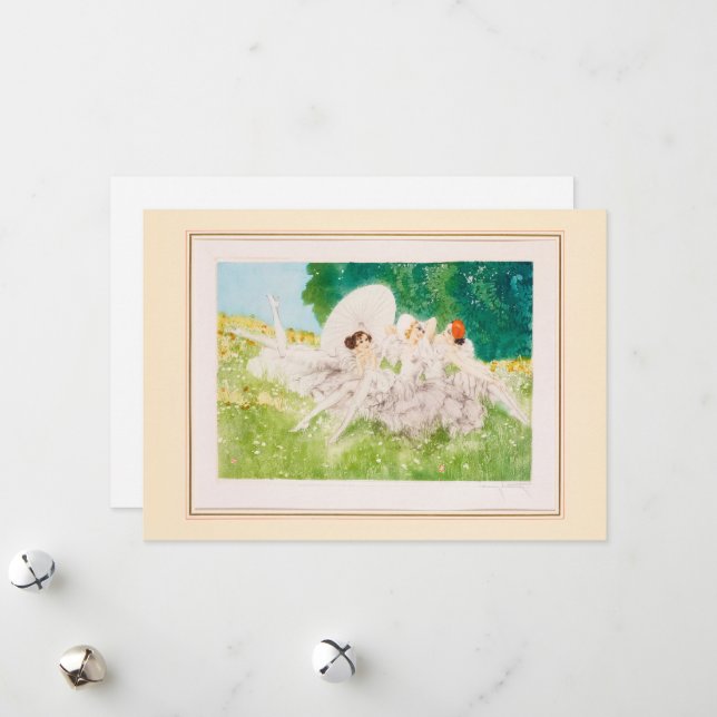 Tarjeta Festiva Sueños de verano, 1934 por Louis Icart (Anverso/Reverso In Situ)