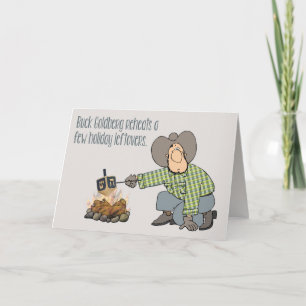 Tarjeta Festiva Sueños descansando en un Hanukkah de fuego abierto