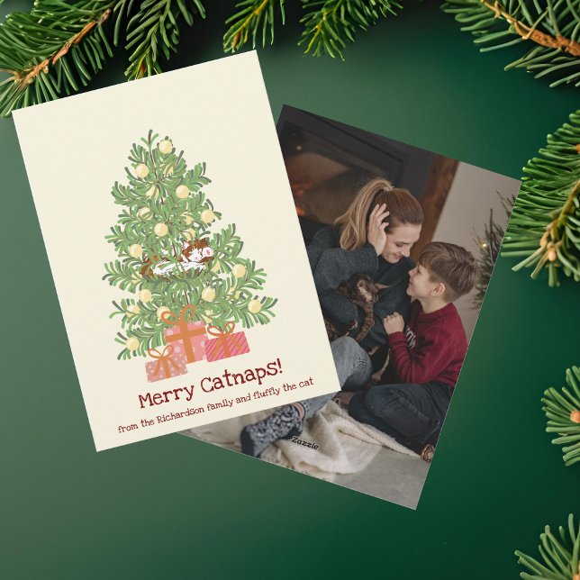 Tarjeta Festiva Sueños divertidos de gatos! Gato en el árbol de Na (Subido por el creador)