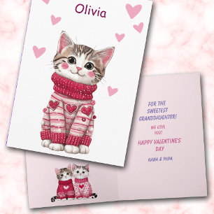 Tarjeta Festiva Suéter de gatitos para nieta en San Valentín