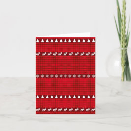 Tarjeta Festiva Suéter de punto blanco rojo para navidades