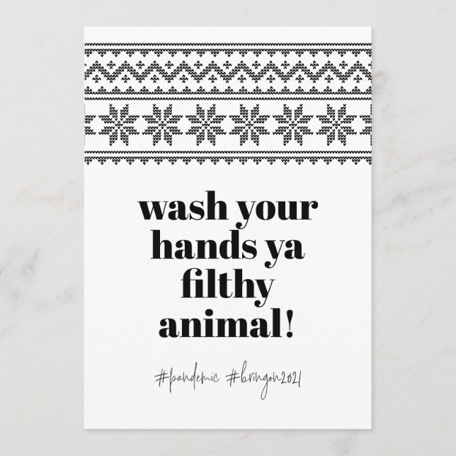 Tarjeta Festiva Suéter de punto divertido de humor para lavar tus  (Anverso)