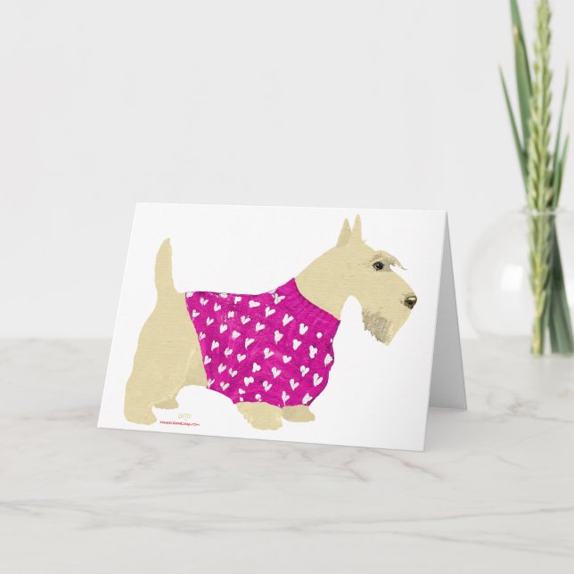 Tarjeta Festiva Suéter de Terrier Escocés Trigo (Anverso)