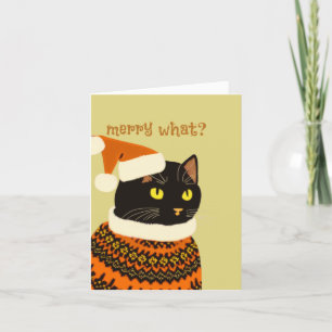 Tarjeta Festiva Suéter feo para gato negro anti Navidades personal