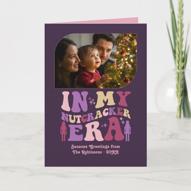 Tarjeta Festiva Sugar Plum Fun Retro Christmas Photos (Anverso)