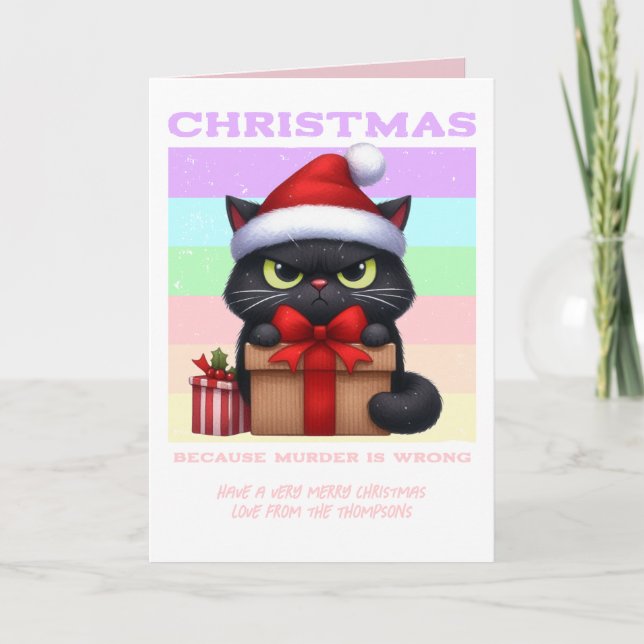 Tarjeta Festiva Sugar Rush Sleigh Funny Cat Retro Christmas Photo (Anverso)