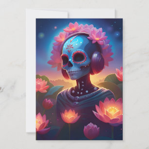 Tarjeta Festiva Sugar Skull Lotus Melody Medley