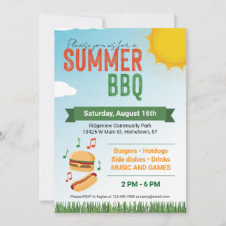 Tarjeta Festiva Summer BBQ Flat Holiday Card