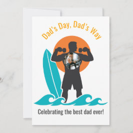 Tarjeta Festiva Summer Beach Body Dad Photo Silhouette Graphic