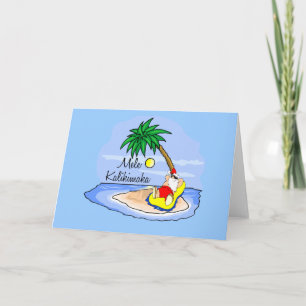 Tarjeta Festiva Sun Bathing Santa hawaiian xmas tee. 5