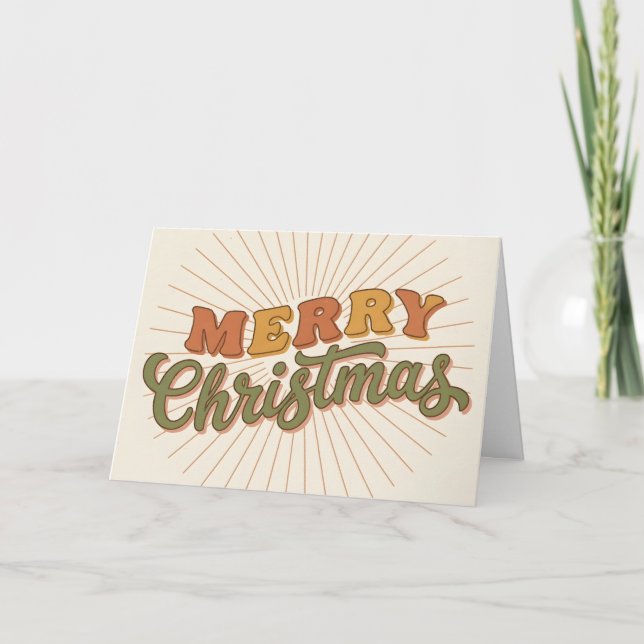 Tarjeta Festiva Sunburst Boho Merry Christmas (Anverso)