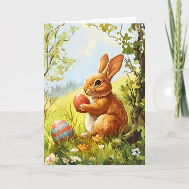 Tarjeta Festiva Sunny Spring Easter Rabbit (Anverso)