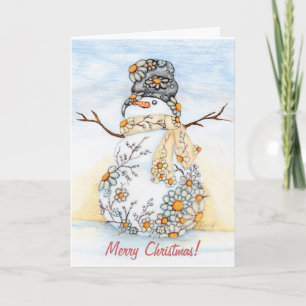 Tarjeta Festiva Sunrise Daisy Snowman