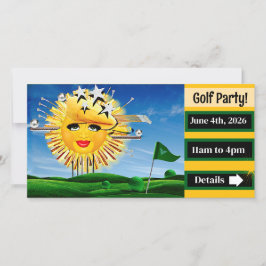TARJETA FESTIVA ¡SUNS! RAYO DE SOL! ¡DÍA DE DOMINIO DEL GOLF!