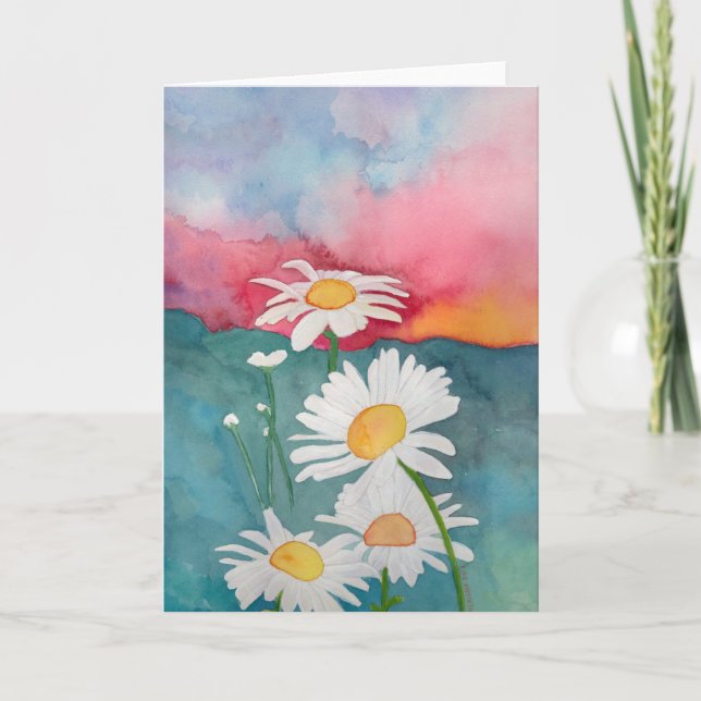 Tarjeta Festiva Sunset Daisies (Anverso)