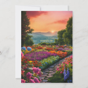 Tarjeta Festiva Sunset impresionista de montaña